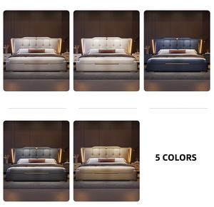 Juego de Muebles de Dormitorio Modernos <span class=keywords><strong>con</strong></span> Luz LED, Cama Queen Size Suave <span class=keywords><strong>con</strong></span> Almacenamiento Multifuncional, Estructura de Metal King Size, Directo de Fábrica - Product Image 6