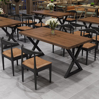 Table à manger multifonctionnelle en bois massif, style industriel américain moderne, luxe léger européen, double table 4 places