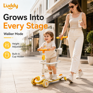 <span class=keywords><strong>Monopattino</strong></span> per Bambini Luddy con Sedile e Tettuccio, Scooter Multifunzionale 4 in 1, Giocattolo Cavalcabile per Bambini, Girello con Altezza Regolabile - Product Image 1