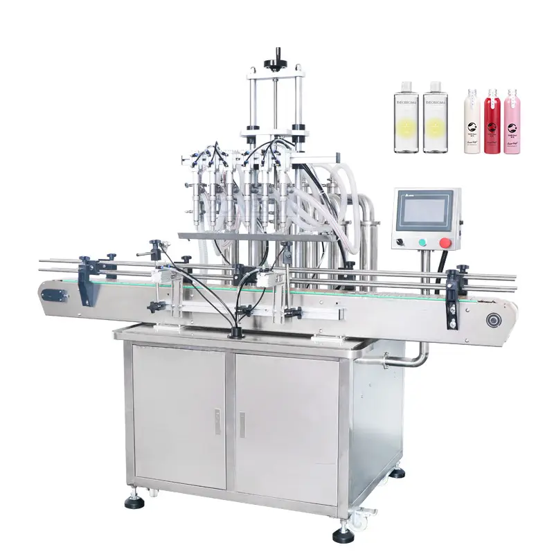 Automatic 6 nozzles liner liquid bottle filling machine for production line for be connected to capping labeling ma