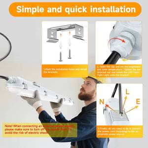 ไฟ LED แถบกันน้ำ 60W, ปรับอุณหภูมิสีได้ 5 ระดับ 3000K-6500K, ไฟกันฝุ่น IP65 สำหรับพื้นที่เปียก, สินค้าในสต็อกในสหรัฐอเมริกา - Product Image 3