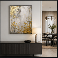 Art mural abstrait gris doré, peinture sur toile peinte à la main pour salon, chambre à coucher, hall d'hôtel et intérieurs neutres modernes et organiques