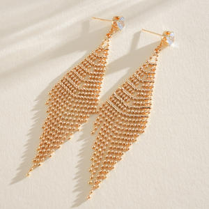 Pendientes de Lujo con Borlas de Zirconia en Forma de Gota de Agua, Aleación de Cobre, Diseño Moderno y Exclusivo para Mujer - Product Image 5