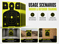 Cibles de tir réactives haute visibilité 18x24 pouces, silhouettes multi-zones pour entraînement, OEM, marque privée, vente en gros personnalisée