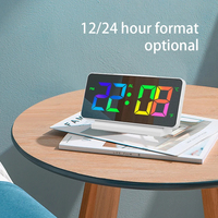Reloj Despertador Digital LED con Pantalla y Espejo Regulable para Dormitorio Infantil, con Indicador de Temperatura, Decoración Electrónica para el Hogar, Iluminación Blanca, Grande