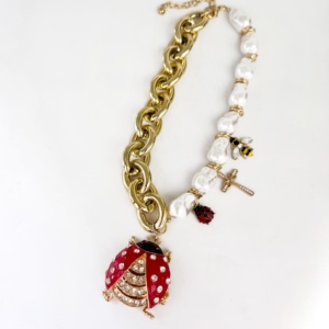Eleganti Collane a Forma di Coccinella e Cuore, Placcate in Oro, Serie Insetti Trendy, Gioielli Naturali alla Moda, Accessori per Feste e Uso Quotidiano - Product Image 3