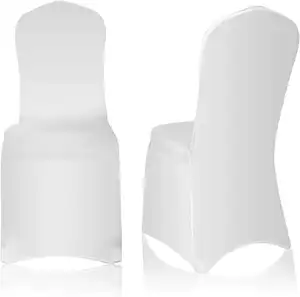 Fodere per sedie elasticizzate in poliestere Spandex lavabili universali bianche all'ingrosso personalizzate per banchetti per feste di matrimonio in sala da pranzo