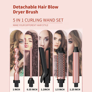 <span class=keywords><strong>Rizador</strong></span> <span class=keywords><strong>de</strong></span> Pelo <span class=keywords><strong>de</strong></span> Doble Voltaje 5 en 1, Juego <span class=keywords><strong>de</strong></span> Plancha <span class=keywords><strong>de</strong></span> Rizar, <span class=keywords><strong>Cepillo</strong></span> Alisador Térmico, Barras Intercambiables, Varita Rizadora <span class=keywords><strong>de</strong></span> Cerámica - Product Image 2