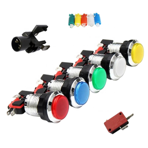Botones pulsadores cromados de 33 mm con microinterruptor LED de 12 V para máquinas recreativas que funcionan con monedas - Product Image 1