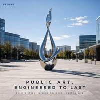 Sculpture abstraite en acier inoxydable de grande taille RELONG, design moderne poli, personnalisable pour l'aménagement paysager public extérieur