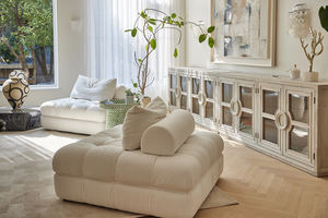 Meuble de salon nordique vintage minimaliste à façade en verre meuble en bois massif buffet à quatre portes <span class=keywords><strong>armoire</strong></span> vintage - Product Image 3