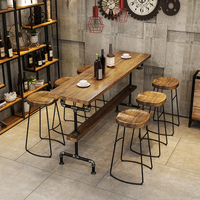 Bar d'extérieur en bois massif de forme naturelle, table à manger, offre spéciale