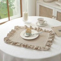 Napperons de table rectangulaires à carreaux en coton de haute qualité, personnalisés, en gros, avec bords volantés, décoratifs