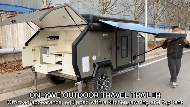 ONLYWE Offroad Mini Camper Trailer with Slide-Out Kitchen