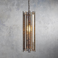 Lámpara Colgante Industrial de Lujo Vintage con Acabado en Cobre Antiguo y Cristal Espejado para Decoración de Comedor y Sala de Estar