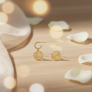 Pendientes de tuerca chapados en oro con signo zodiacal Escorpio, colgante redondo de 12 mm, Acero 12 - Product Image 3