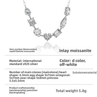 Collier personnalisé en argent S925 avec moissanite, style Dopamine, luxe léger, personnalisable, éblouissant et polyvalent, bijou quotidien