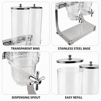 Distributeur double de céréales 8L x 2, base en acier inoxydable, conteneur de stockage d'aliments secs pour hôtel, restaurant, buffet