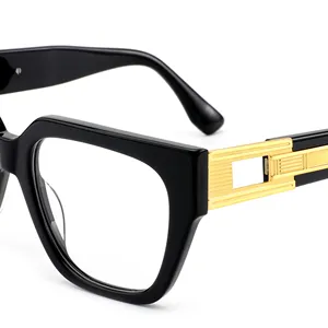 Поставщик, индивидуальный дизайн, логотип, оптовая продажа, популярные очки, металлические Мужские Двойные оптические оправы, толстые очки для унисекс
