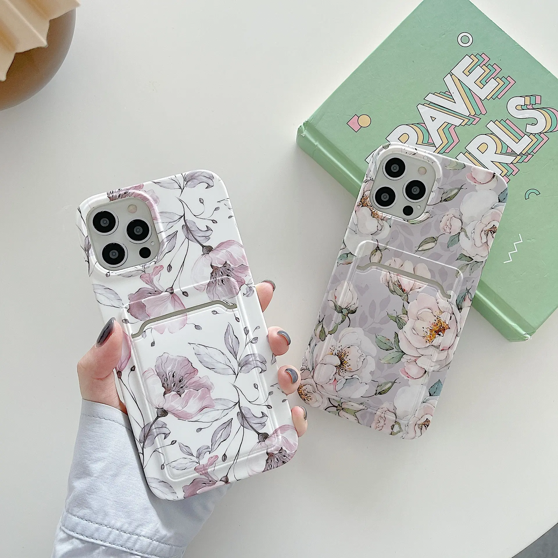 Marble Flower Leopard Print Card Slot Phone Case For iPhone 13 11 12Pro Max X XR XS Max 7 8 Plus Wallet Soft IMD Back Cover