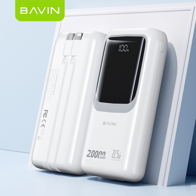 BAVIN 20000mah Powerbanks 1030s Custom 22.5w Fast Charging Mobile Charger USB Portable Display Digitail Led Power Bank