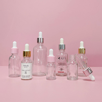 Emballage Cosmétique Flacons d'Huile Essentielle en Verre Or Rose 30 50 100ml, Flacon Compte-Gouttes en Verre Rose pour Huile Capillaire Sérum Parfum Lotion