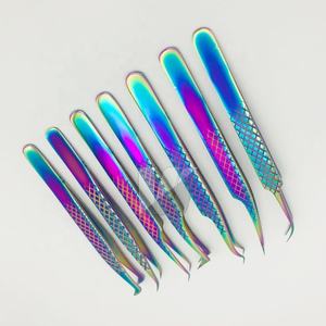 Pince à épiler en acier inoxydable durable et professionnelle arc-en-ciel avec poignée en diamant de haute qualité avec logo personnalisé - Product Image 2