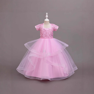 Robe de princesse pour filles, robe de bal en Tulle violet, robe de mariée à fleurs, Costume de fête d'anniversaire, robe à col rond pour enfants - Product Image 2
