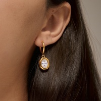 Boucles d'oreilles clous classiques Jeding originales en acier inoxydable et zircon, plaquées or 18 carats, bijoux de luxe légers haut de gamme inaltérables pour femme