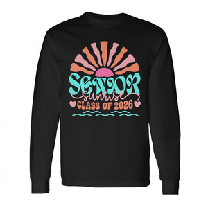 Senior <b>Sunrise</b> Class Of 2026 Graduation Long Sleeve T-Shirt Unisex Crew Neck Digital Printing Teens Back To School - Product Image 3