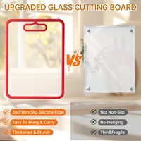 Planche à découper en verre trempé améliorée pour comptoir de cuisine, avec bords antidérapants, résistante à la chaleur et sans danger pour les aliments