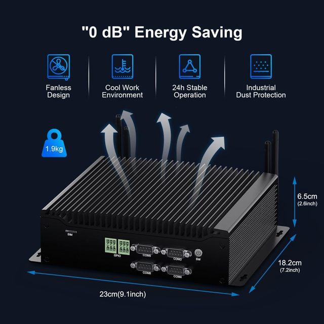 Fanless Industrial Mini PC Win 11 Core I7-10510U 16GB RAM 256GB SSD Linux Desktop Computers GPIO 4K 3xDisplay(HD+DP+Type-C) 8USB