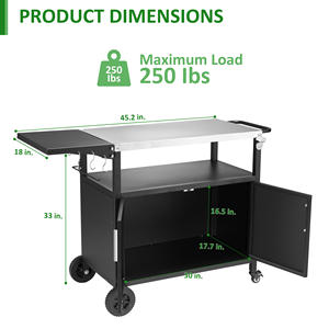 AJUNION Chariot d'îlot de cuisine portable pour barbecue en extérieur en acier inoxydable avec roulettes pour table de préparation des repas - Product Image 4