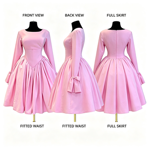 Abito da ballo rococò da donna, abito da principessa vittoriano a maniche lunghe con scollo quadrato, costume storico rosa dolce per la festa di Halloween - Product Image 4