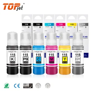 Topjet 115 T115 70ml botol kit Inkjet massal Premium tinta isi ulang Tintas kompatibel untuk Epson EcoTank L8180 L8160 Printer