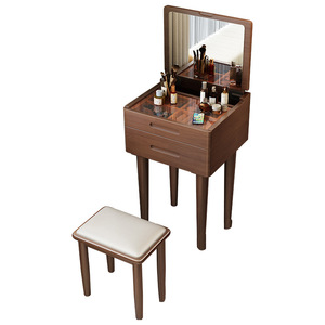 Solid Wood Flip Top Dressing <b>Table</b> 40cm With <b>Mirror</b> Storage Cabinet Bedroom Makeup Desk - Product Image 1