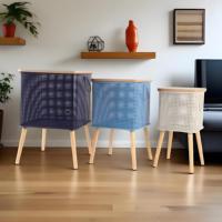 Panier de rangement industriel en métal laqué avec logo personnalisé, table avec support, forme carrée, rangement pour chambre à coucher, salon
