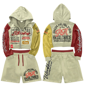 Comfortable Everyday Clothing with Personalized Logo and Custom Color Option Winter Men's Hooded Top and Shorts <b>Set</b> For Sale - Product Image 1