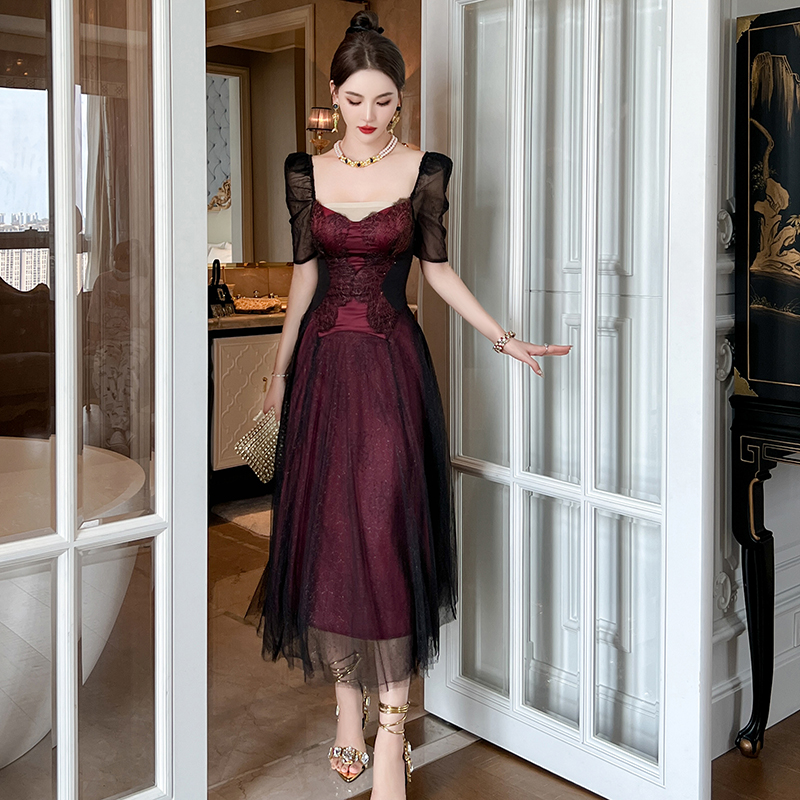 Chic Styles and Comfort in red and black dress with lace for Trendy Women