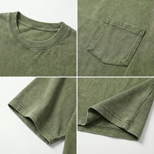 T-Shirt Vintage da Uomo con Spalle Scese, Effetto Stone Washed, Collo a Costine, Etichetta Tessuta Personalizzata, Maglietta Nera Basic - Product Image 3