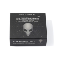 Estuche de Regalo para Monedas Conmemorativas, Caja de Presentación Forrada en Terciopelo para Monedas Metálicas de 40 mm con Temática de Extraterrestres, OVNIs y Espacio, para Coleccionistas