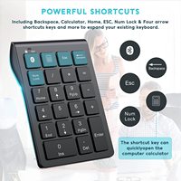 Clavier numérique sans fil rechargeable BT, clavier numérique externe fin à 22 touches, pour l'entrée de données