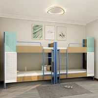Lit capsule moderne pour hôtel avec rangement intégré et escalier - Lit superposé avec port USB et éclairage pour appartement compact