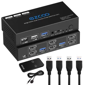 USB 3,0 KVM переключатель HD-MI двойной монитор 2 компьютера 4K 120 Гц 8K VRR G/синхронизация Atmos горячая клавиша переключения ИК-пульт дистанционного управления USB 3,0 кабель ИК удлинитель для головок