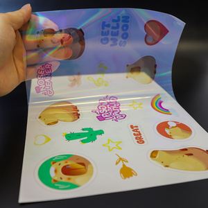 Hoja de Etiquetas Holográficas de PET Transparente, Forma Irregular, Impresas con UV, Etiquetas para Regalos y Manualidades para Impresora de Inyección de Tinta - Product Image 3