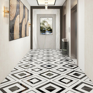 Simple Glossy Black and <strong>White</strong> Ceramic <strong>Mosaic</strong> <strong>Tiles</strong> 800X800 for Hair Salon KTV Hotel Lobby Floor - Product Image 4