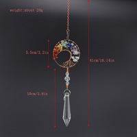 Suncatcher fenêtre suspendu arbre de vie puce Chakra pierres en forme de coeur boule de cristal prisme pendentif rétroviseur voiture charme