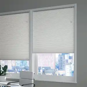 Factory Best White Blackout Pleated Curtains Without Drilling Self-adhesive Pleated Blinds