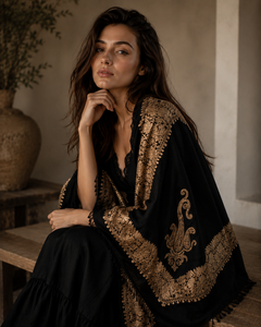 Elegant European American Embroidered Floral Reversible Lightweight Shawl Digital Print Winter Scarf Long Fringe Soft Warm - Product Image 4