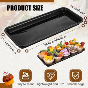 <span class=keywords><strong>Plateau</strong></span> de service de nourriture de gâteau de <span class=keywords><strong>fromage</strong></span> de collation de dessert en plastique réutilisable noir de rectangle pour la fête de mariage - Product Image 2